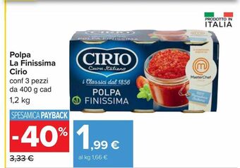 Carrefour Iper Polpa la finissima cirio offerta
