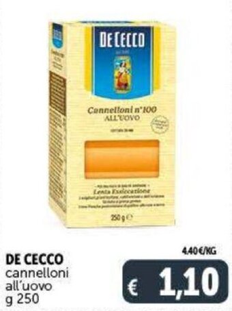 Deco Supermercati De Cecco Cannelloni All'Uovo g 250 offerta