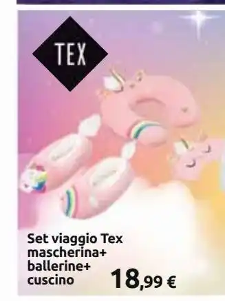 Carrefour Iper Set viaggio tex mascherina+ ballerine+ cuscino offerta