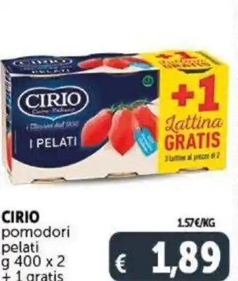 Deco Supermercati Cirio Pomodori Pelati g 400 x 2 + 1 Gratis offerta