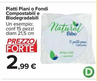 Piatti piani o fondi compostabili e biodegradabili