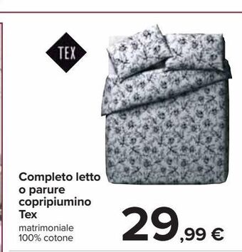 Completo letto o parure copripiumino tex