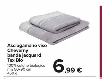 Carrefour Iper Asciugamano viso cheverny banda jacquard tex bio offerta