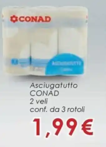 Paghi Poco Conad Asciugatutto 2 veli conf. da 3 rotoli offerta