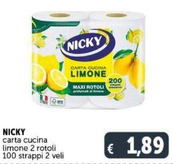 Deco Supermercati Nicky Carta Cucina Limone 2 Rotoli 100 Strappi 2 Veli offerta