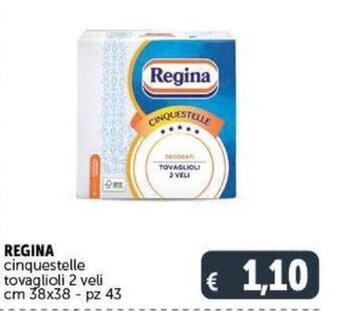 Deco Supermercati Regina Cinquestelle Tovaglioli 2 Veli cm 38x38 - pz 43 offerta