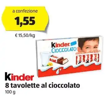 ALDI 8 tavolette al cioccolato kinder offerta
