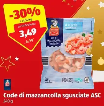 ALDI Code di mazzancolle sgusciate asc offerta