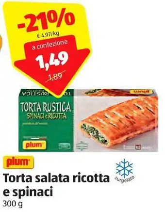 ALDI Torta salata ricotta e spinaci plum offerta