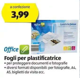ALDI Fogli per plastificatrice office offerta
