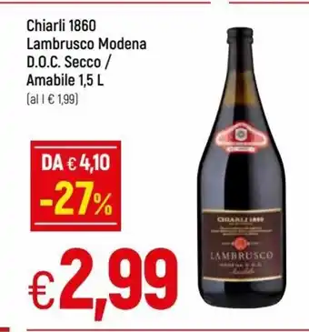 IperFamila Chiarli 1860 Lambrusco Modena D.O.C. Secco/Amabile 1,5 L offerta