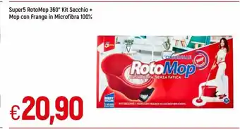 IperFamila Super5 RotoMop 360° Kit Secchio + Mop con Frange in Microfibra 100% offerta