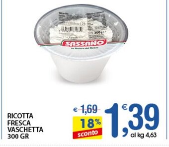 Qui Discount Ricotta Fresca Vaschetta 300 Gr offerta
