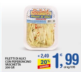 Qui Discount Filetti Di Alici Con Peperoncino Vaschetta 200 Gr offerta