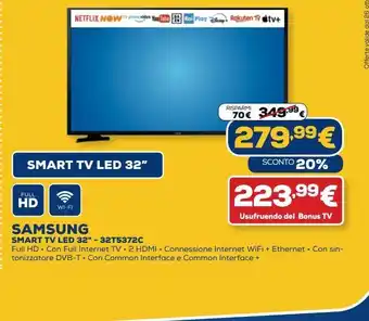 Euronics Smart tv led 32'' samsung - 32t5372c offerta