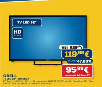 Euronics Tv led 32'' qbell - qt32b03 offerta