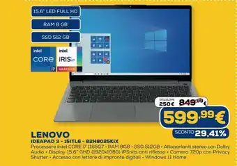Euronics Lenovo ideapad 3 - 15itl6 - 82h8025kix offerta