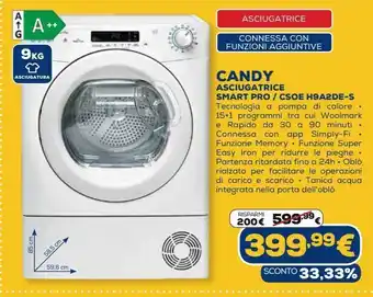 Euronics Asciugatrice candy smart pro / csoe h9a2de-s offerta