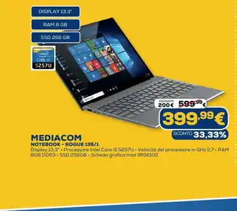 Euronics Notebook mediacom - rouge 135/1 offerta