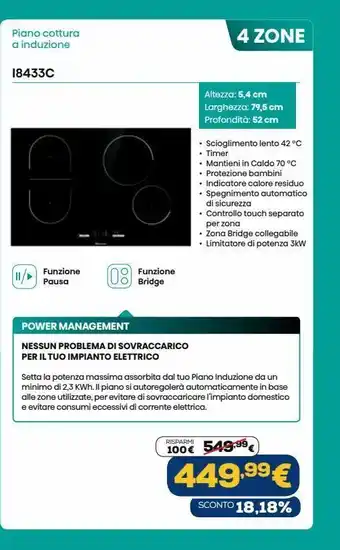 Euronics Piano cottura a induzione - i8433c offerta