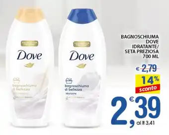 Qui Discount Dove Bagnoschiuma Idratante / Seta Preziosa 700 ml offerta