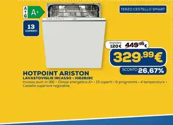 Euronics Hotpoint ariston lavastoviglie incasso - hie2b19c offerta
