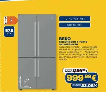 Euronics Frigoriferi beko 4 porte gn1406231xbn offerta