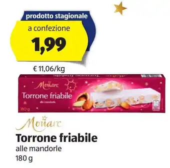 ALDI Monarc Torrone friabile alle mandorle 180 g offerta