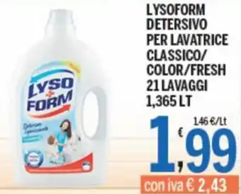 Gruppo Pascar Lysoform Detersivo per Lavatrice Classico/Color/Fresh 21 Lavaggi 1,365 lt offerta