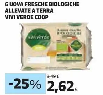 Ipercoop 6 uova fresche biologiche allevate a terra vivi verde coop offerta