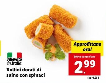 Lidl Rollini dorati di suino con spinaci offerta