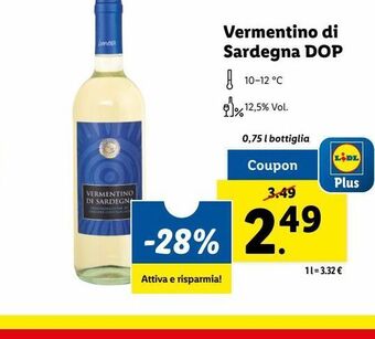 Lidl Vermentino di sardegna dop offerta