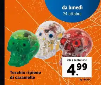 Lidl Teschio ripieno di caramelle offerta