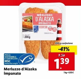 Lidl Merluzzo d'alaska impanato offerta