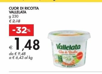 Bennet Cuor di ricotta vallelata g 230 offerta