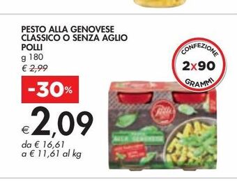 Pesto alla genovese classico o senza aglio  polli g 180