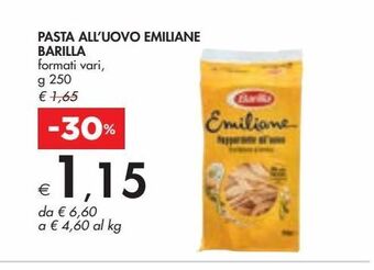 Bennet Pasta all''uovo emiliane barilla g 250 offerta
