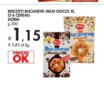 Bennet Biscotti bucaneve maxi gocce xl o 6 cereali doria g 300 offerta
