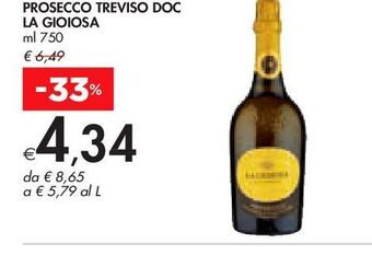 Bennet Prosecco treviso doc la gioiosa ml 750 offerta