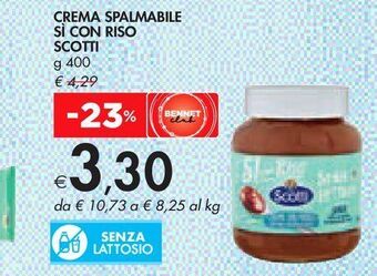 Bennet Crema spalmabile con riso scotti g 400 offerta