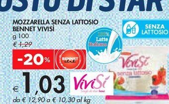 Bennet Mozzarella senza lattosio bennet vivisi g 100 offerta