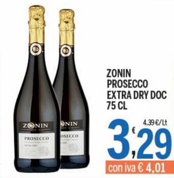 Gruppo Pascar Zonin Prosecco Extra Dry DOC 75 cl offerta