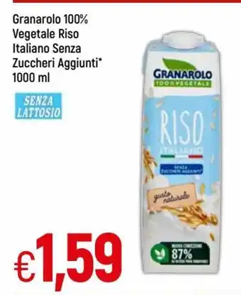 IperFamila Granarolo 100% Vegetale Riso Italiano Senza Zuccheri Aggiunti 1000 ml offerta