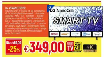 IperFamila LG 43Nano756PR Smart TV offerta