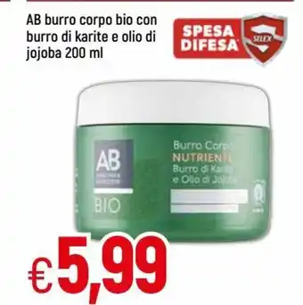 AB burro corpo bio con burro di karite e olio di jojoba 200 ml