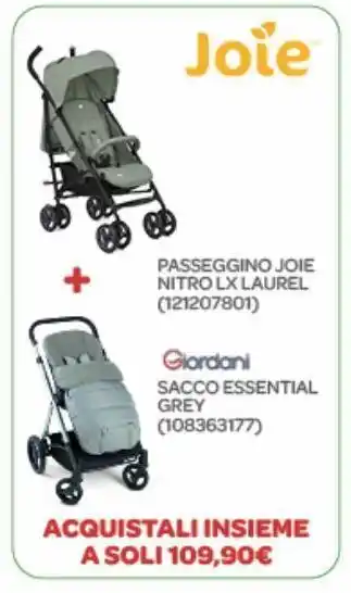 Passeggino joie nitro lx laurel + sacco essential grey