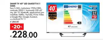Bennet Smart tv led 40'' sa40s77a11 saba offerta