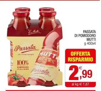 Gran mercato Passata Di Pomodoro Mutti 400 g x 4 offerta