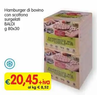 Famila Superstore Baldi Hamburger di bovino con scottona surgelati g 80x30 offerta