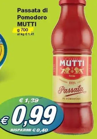 Prix Quality Mutti Passata Di Pomodoro g 700 offerta